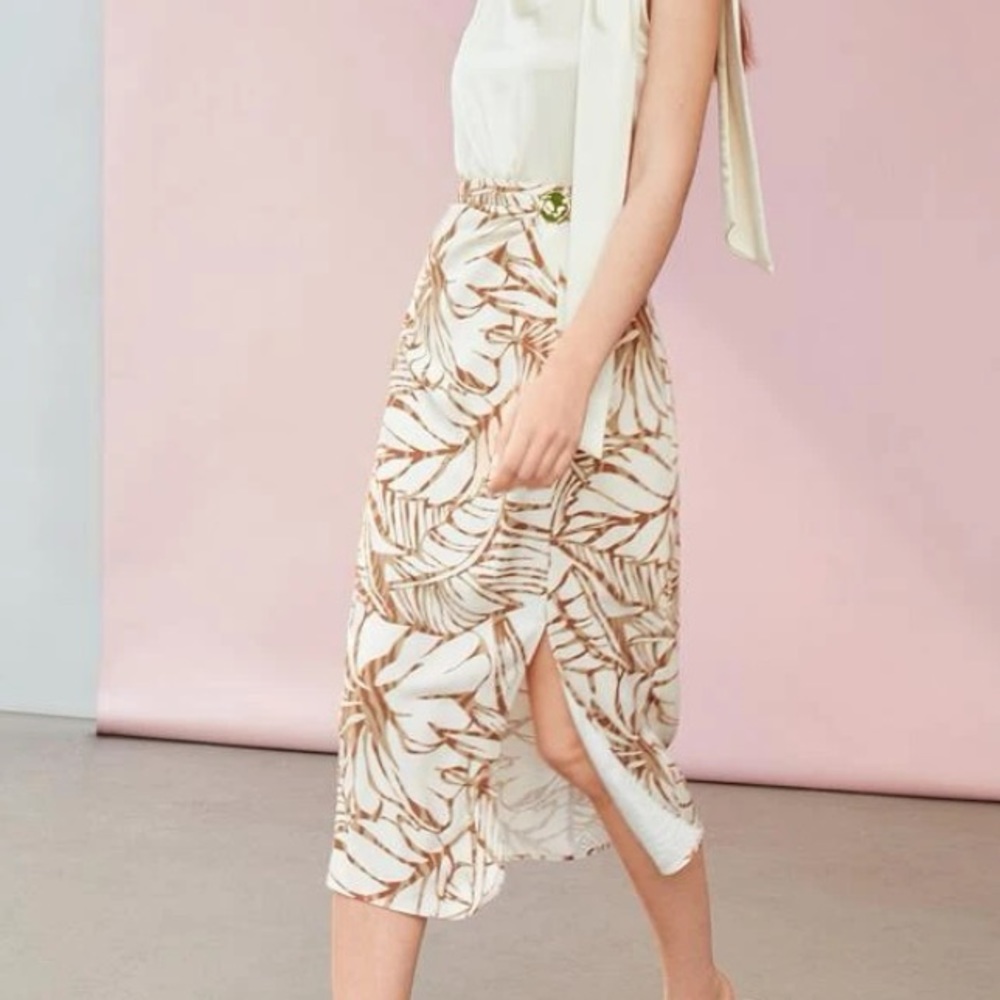 MOTF PREMIUM TROPICAL PRINT MIDI SKIRT